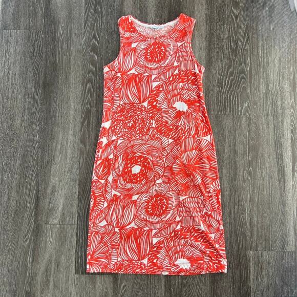 EUC Marimekko Red Floral Print Sleeveless Cotton Dress Small Valve 100% Cotton - Picture 10 of 13